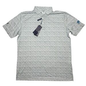 Harlestons The Links Performance Golf Polo Mens LRG White/Green Tailored Fit NEW